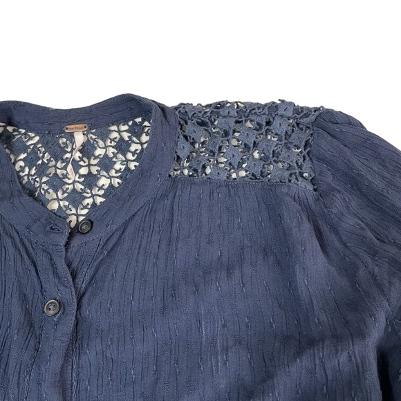 Free People The Best Button Down Crochet Lace Top - Picture 7 of 12